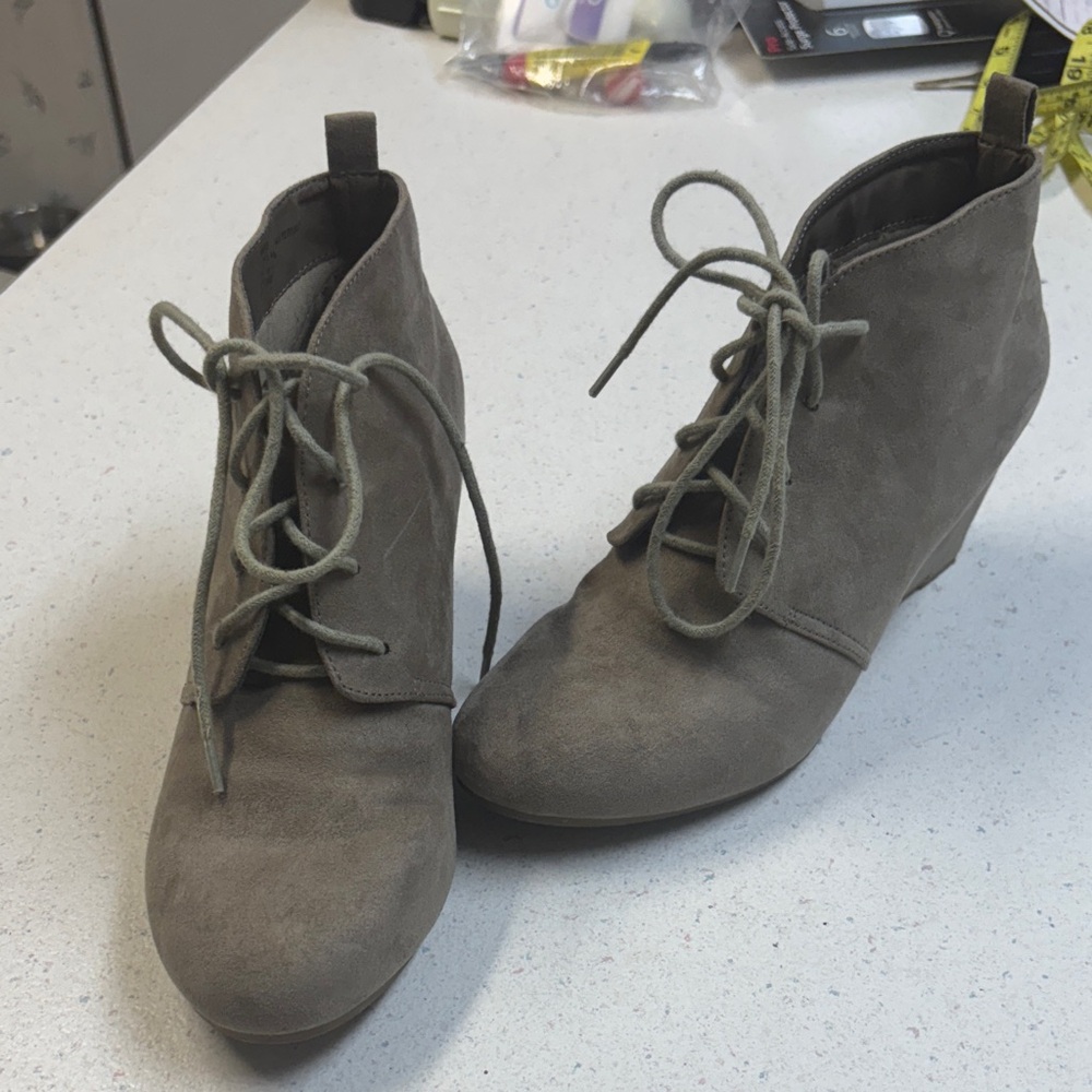 New Directions Taupe Ankle Boots